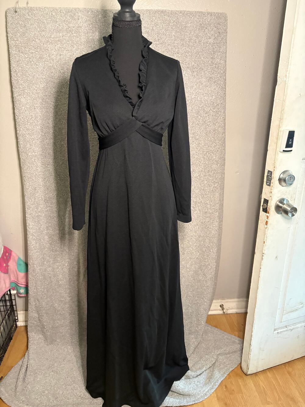 Vintage Sears Sweet Fashions Black Maxi Dress Whimsygoth